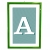 lettera A con fondo a strisce e cornice verde