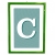 lettera C con fondo a strisce e cornice verde
