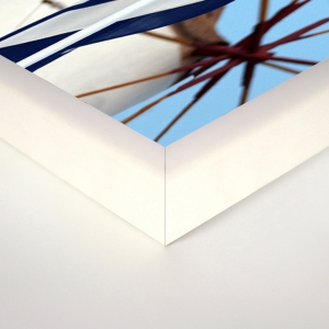 Cornice BOX Bianco Laccato Lucido con vetro profondità 3 cm.