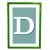 lettera D con fondo a strisce e cornice verde
