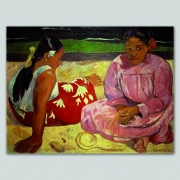 Tela Paul Gauguin Due donne Tahitiane sulla spiaggia