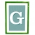 lettera G con fondo a strisce e cornice verde