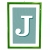 lettera J con fondo a strisce e cornice verde