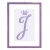 lettera J con fondo a strisce e cornice lilla