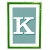 lettera K con fondo a strisce e cornice verde