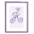 lettera K con fondo a strisce e cornice lilla