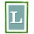 lettera L con fondo a strisce e cornice verde