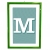 lettera M con fondo a strisce e cornice verde