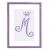 lettera M con fondo a strisce e cornice lilla