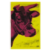 Andy Warhol - mucca rosa su fondo giallo