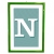 lettera N con fondo a strisce e cornice verde