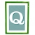 lettera Q con fondo a strisce e cornice verde