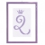 lettera Q con fondo a strisce e cornice lilla