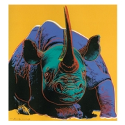 Andy Warhol - Rinoceronte ble su fondo giallo