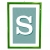 lettera S con fondo a strisce e cornice verde