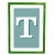 lettera T con fondo a strisce e cornice verde