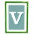 lettera V con fondo a strisce e cornice verde