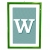 lettera W con fondo a strisce e cornice verde