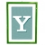 lettera Y con fondo a strisce e cornice verde