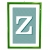 lettera Z con fondo a strisce e cornice verde